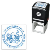 Nautische Oktopus Familienname Runde Rücksendeadre Permastempel (Beispiel)