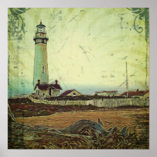 nautische Ölmalerei Vintager Leuchtturm Poster