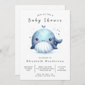 Nautische Online-Whale-Babydusche Einladung (Vorne/Hinten)