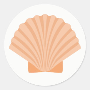 Nautische Orange-Meeresschnecken-Strandhochzeit Runder Aufkleber
