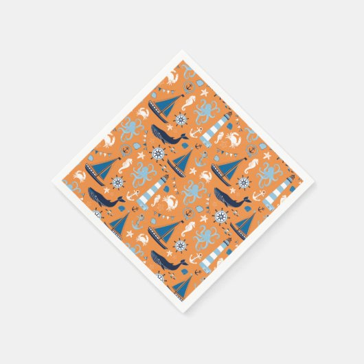 Nautische Orange Serviette (Ecke)