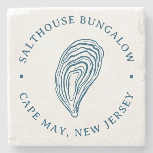 Nautische Oyster-Muschel mit Name und Standort Steinuntersetzer (Vorderseite)