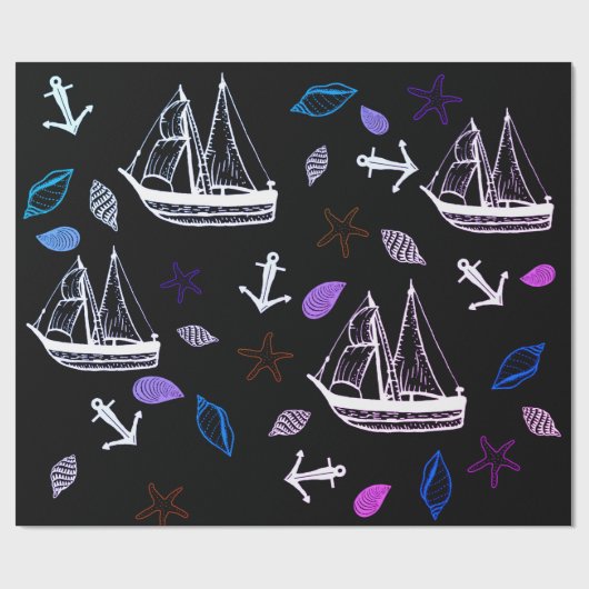 Nautische Packpapier zum Thema Ozean (Flach)