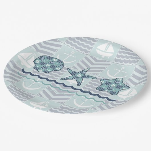 Nautische Papierplatte Pappteller (Schrägansicht)