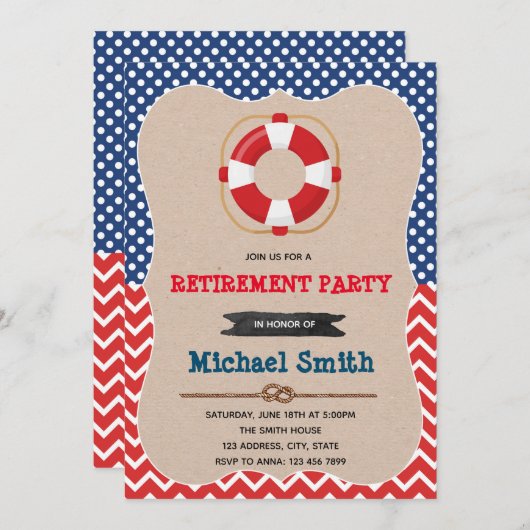 Nautische Party Einladung (Vorne/Hinten)