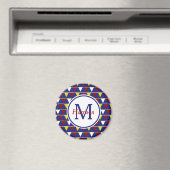 Nautische Penner auf blauem Monogramm Magnet (In Situ (Geschirrspüler))