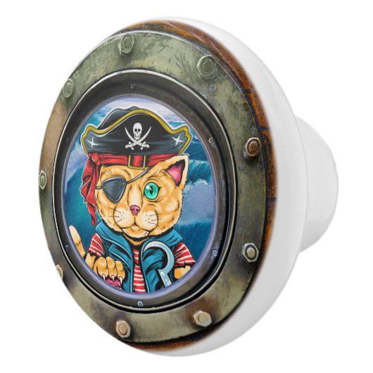 Nautische Porthole-Schubknöpfe Keramikknauf (Rechts)