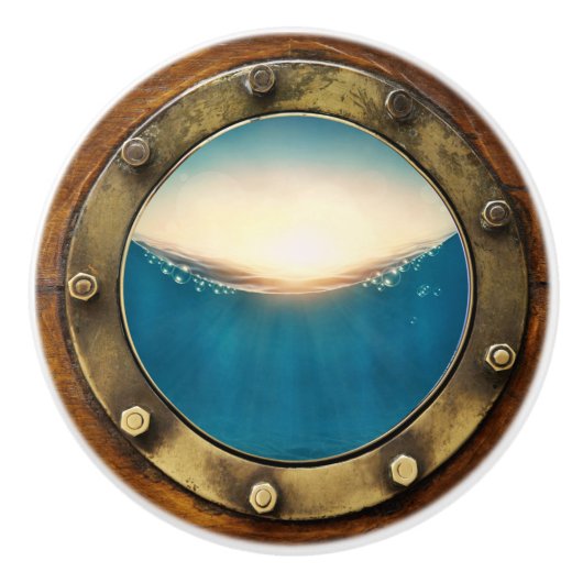 Nautische Porthole-Schubknöpfe Keramikknauf (Vorderseite)