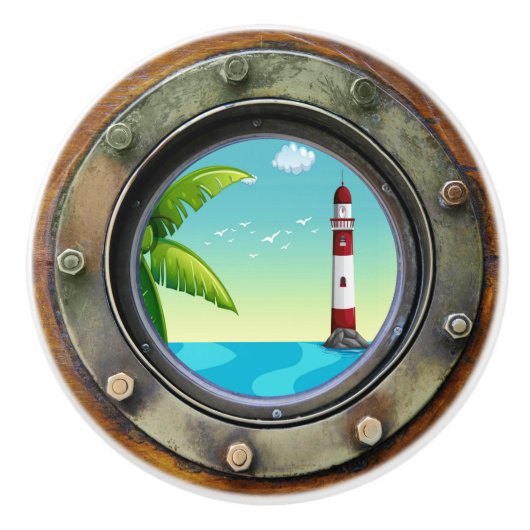 Nautische Porthole-Schubknöpfe Keramikknauf (Vorderseite)