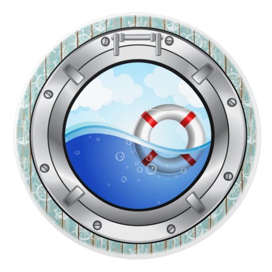 Nautische Porthole-Schubknöpfe Keramikknauf (Vorderseite)