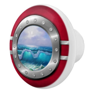 Nautische Porthole-Schubknöpfe Keramikknauf
