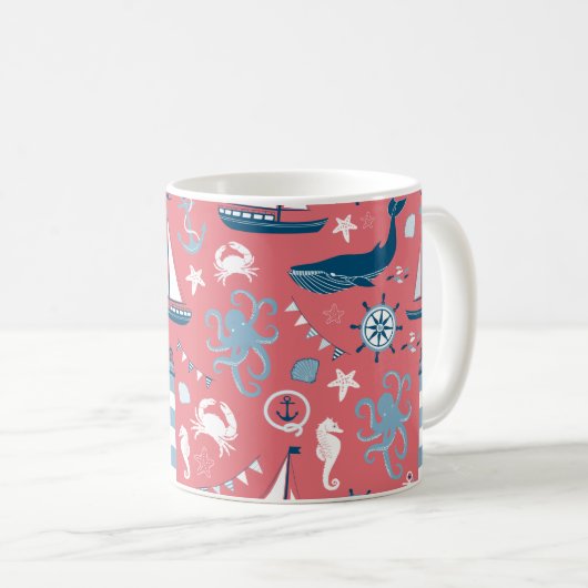 Nautische Rose Kaffeetasse (VorderseiteRechts)