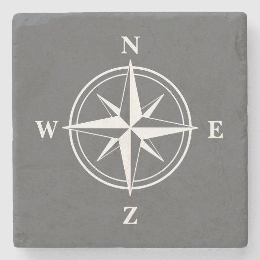 Nautische Rose Kompass Sternensymbol graues Marmor Steinuntersetzer (Vorderseite)