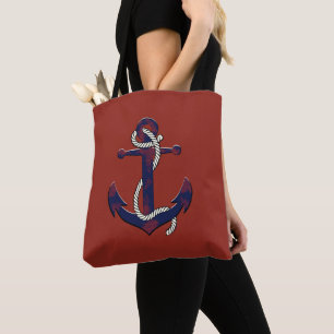 Nautische rostige blaue Marinebanker und Seil/Rot Tasche