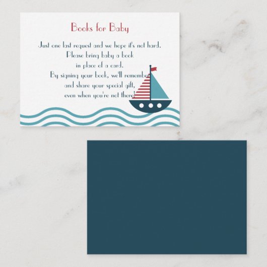 Nautische rote und blaue Boote BÜCHER ANFRAGEN Begleitkarte (Vorne/Hinten)