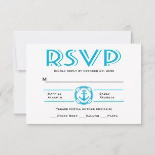 Nautische RSVP Blau Türkis Schiff Anker Strand Karte