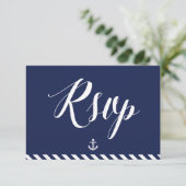 Nautische RSVP-Karten für das Hochzeitsehen mit St RSVP Karte (Stehend Vorderseite)