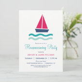 Nautische Sailboat Housewarming Party Einladung (Stehend Vorderseite)