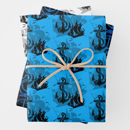Nautische Sammlung von Schiffen und Ankern Geschenkpapier Set (Beispiel)