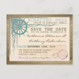 nautische Save the Date Bordkarte Postkarten