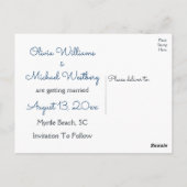 Nautische Save the Date Navy Anchor Verlobung Postkarte (Rückseite)