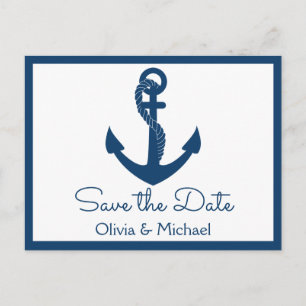 Nautische Save the Date Navy Anchor Verlobung Postkarte