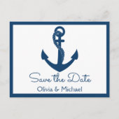 Nautische Save the Date Navy Anchor Verlobung Postkarte (Vorderseite)