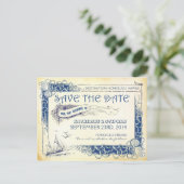 nautische Save the Date POSTCARDS Ankündigungspostkarte (Stehend Vorderseite)