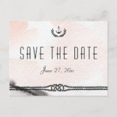 Nautische Save the Date Postkarten Aquarellpfirsic (Vorderseite)