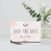Nautische Save the Date Postkarten Aquarellpfirsic (Stehend Vorderseite)