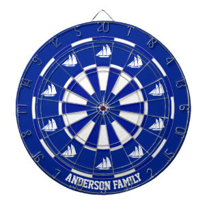 Nautische Schiffe auf Navy Blue & White Dartscheibe