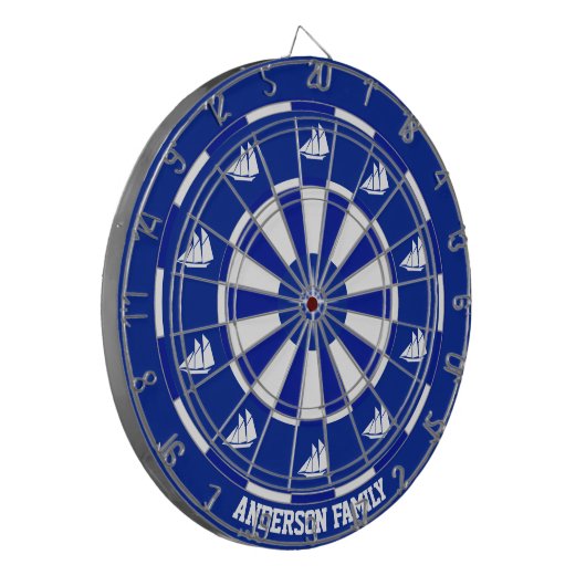 Nautische Schiffe auf Navy Blue & White Dartscheibe (Vorderseite Links)