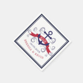 Nautische Schiffsanker & elegante Wirbel Monogramm Serviette (Ecke)