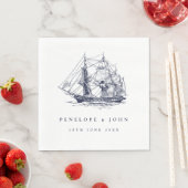 Nautische Schiffsillustration Destination-Wedding Serviette (Beispiel)