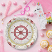 Nautische Schiffsmühle und -florale Rosette Pappteller (Party)