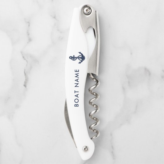 Nautische Schiffsname Navy Blue Anchor Party Custo Kellnermesser (Rückseite)