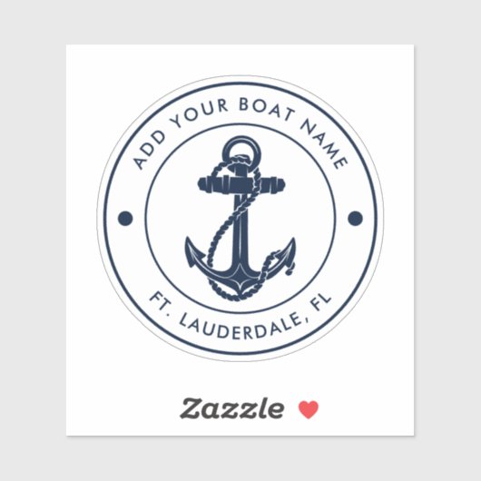 Nautische Schiffsname Navy Blue Anchor Schiff Cust Aufkleber (Blatt)