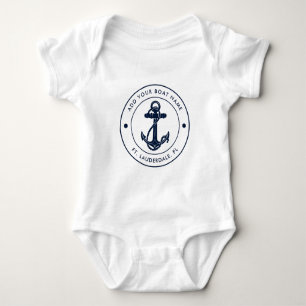 Nautische Schiffsname Navy Blue Anchor Schiff Cust Baby Strampler
