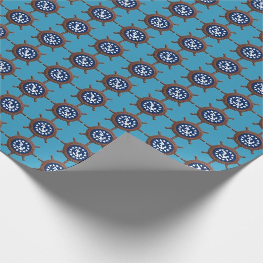 Nautische Schiffsräder mit Yachtflaggen im Zentrum Geschenkpapier (Ecke)