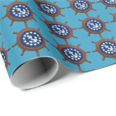 Nautische Schiffsräder mit Yachtflaggen im Zentrum Geschenkpapier (Rolleneckpunkt)