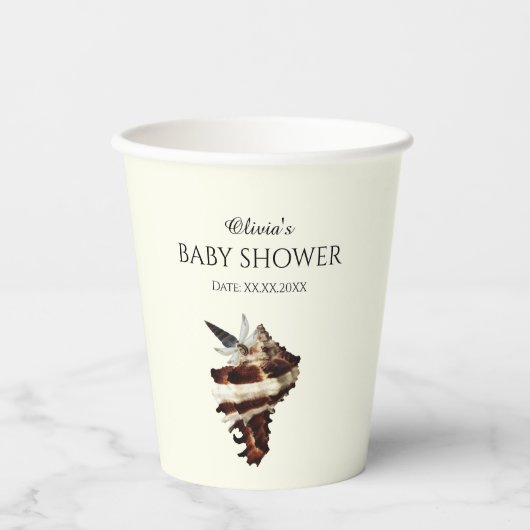 Nautische Schmetterlinge unter der Muschel Pappbecher (Vorderseite)