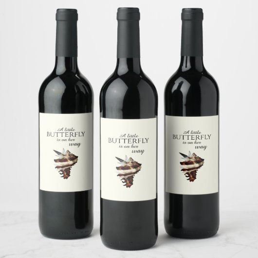 Nautische Schmetterlinge unter der Muschel Weinetikett (Flaschen)