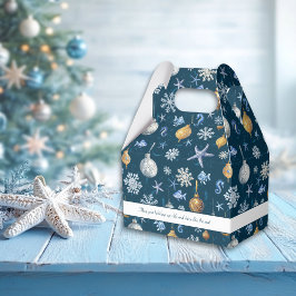 Nautische Schneeflocken und Küstenelemente Geschenkschachtel