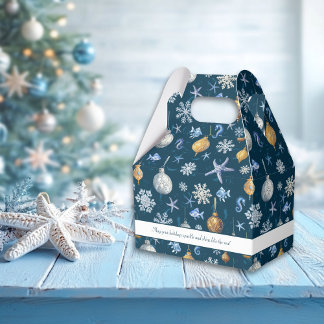 Nautische Schneeflocken und Küstenelemente Geschenkschachtel