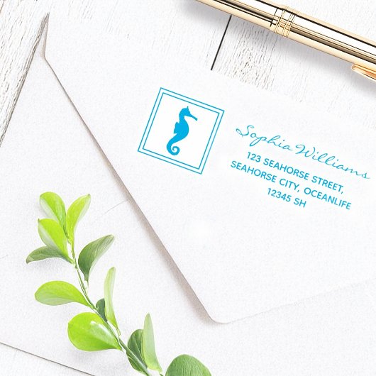 Nautische Seepferd-Rücksendeadresse Permastempel