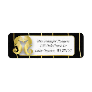 Nautische Seepferde für Schwarz und Gold