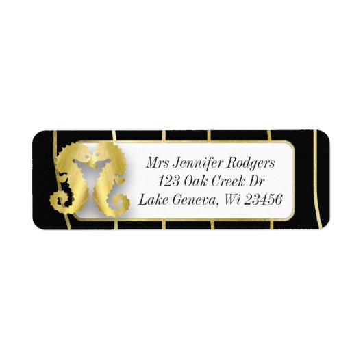 Nautische Seepferde für Schwarz und Gold (Vorne)