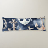 Nautische Seestelle der Wasserfarbe Seitenschläferkissen (Rückseite)