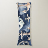 Nautische Seestelle der Wasserfarbe Seitenschläferkissen (Vorderseite Vertikal)