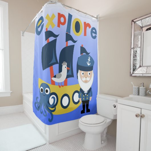 Nautische Segelboot mit Captain Duschvorhang (Beispiel)